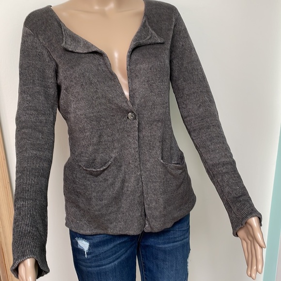 Eileen Fischer cardigan Grey Linen knit Blazer - Picture 1 of 9